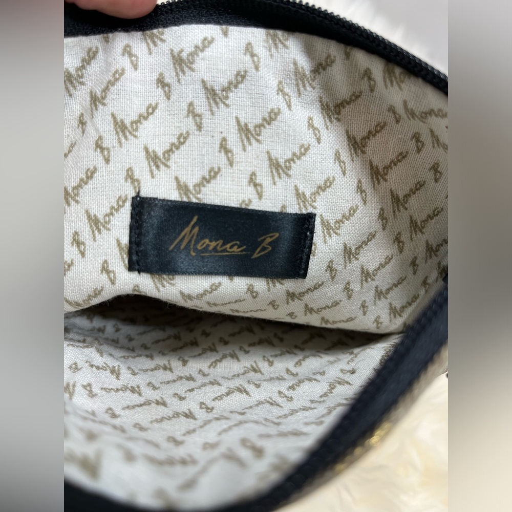 Mona B. Up cycled Coated Canvas Crossbody w Vegan Leather Metallic Gold Design - Picture 10 of 17